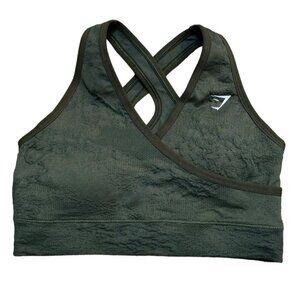 Gymshark Sz S Sports Bra Crop Top Olive Green Athletic Athleisure Sporty Gym